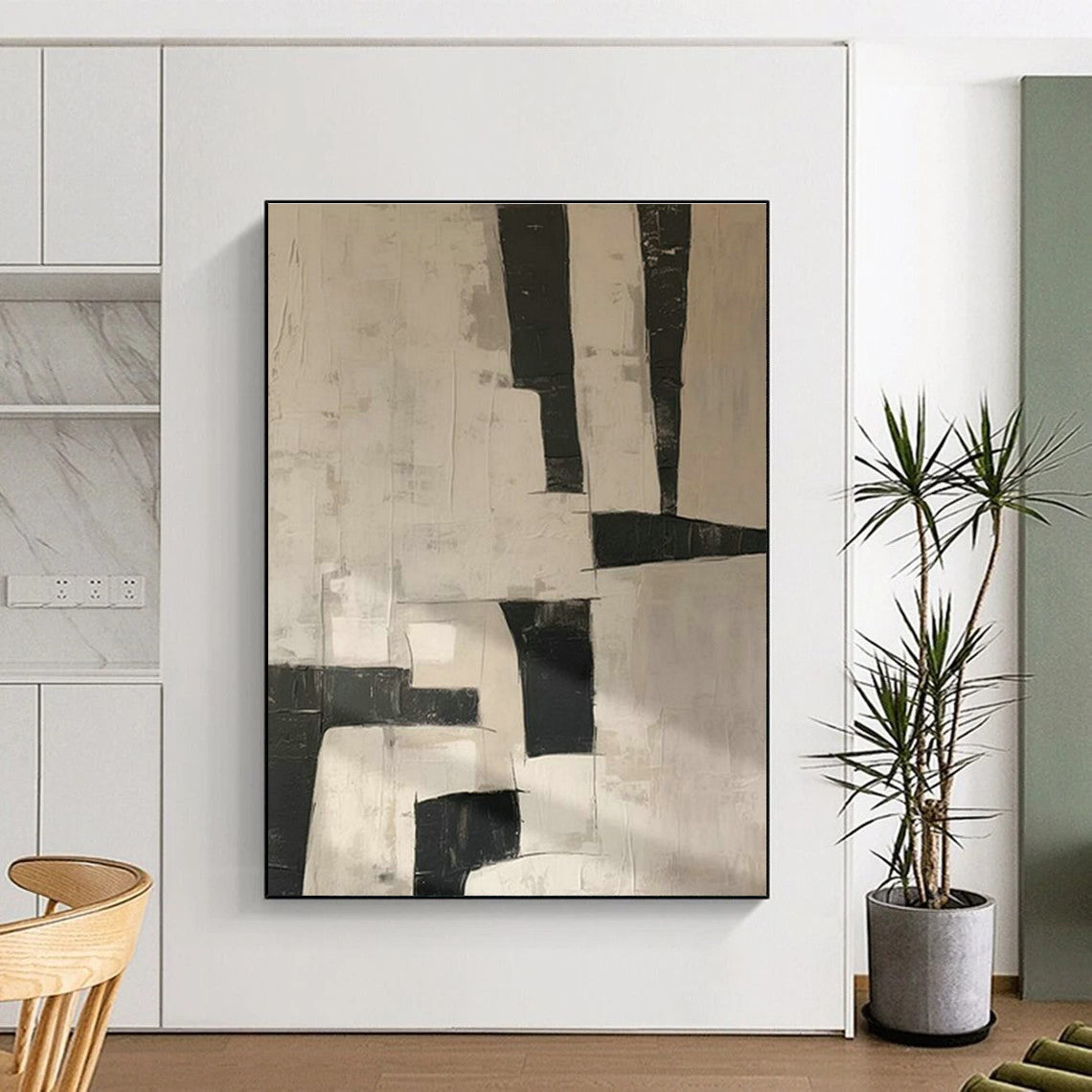 Black - White Geometric Art for Contemporary Home Entryway Statements DLZ0205