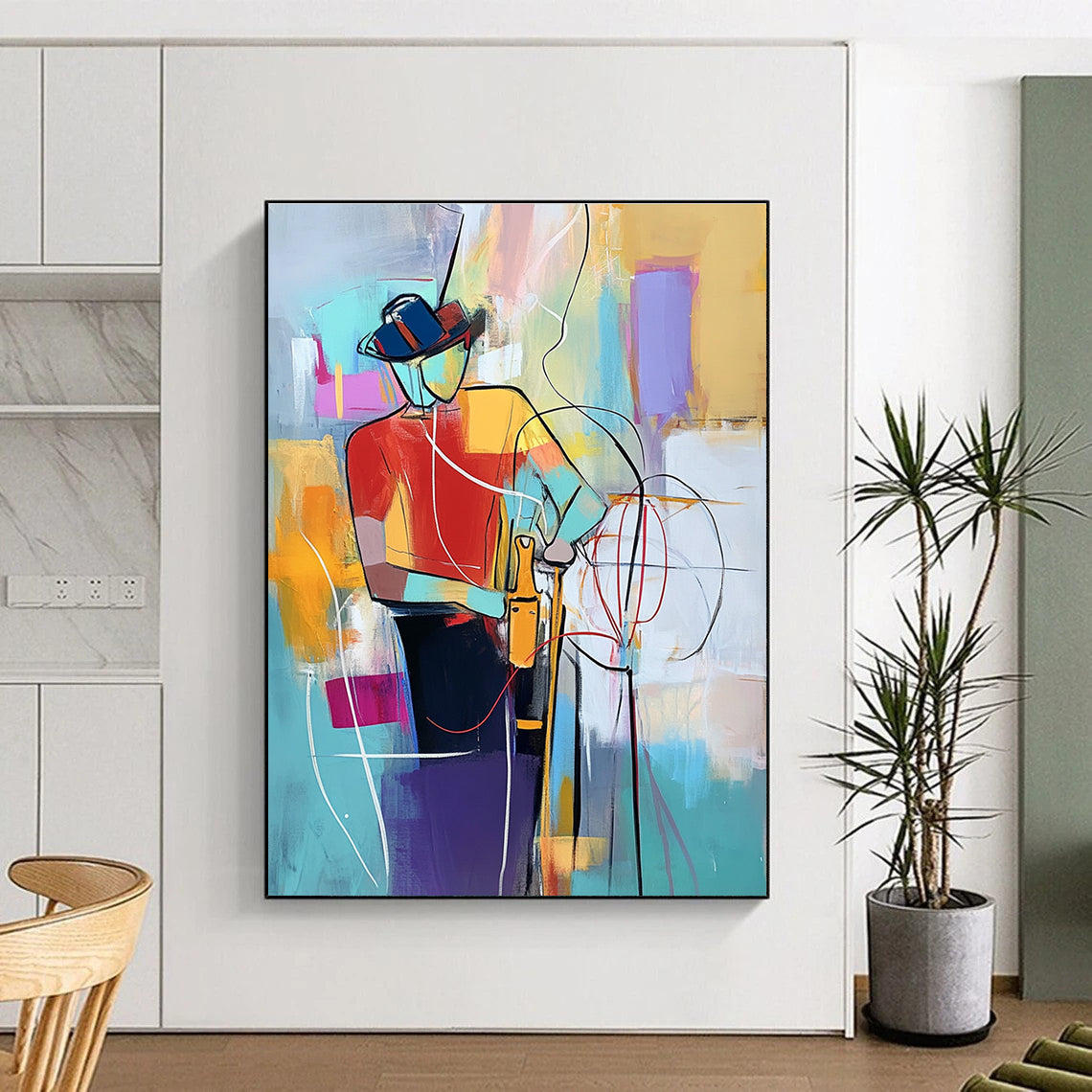 Colorful Abstract Figure for Eclectic Living Room & Artistic Community Space STSC554
