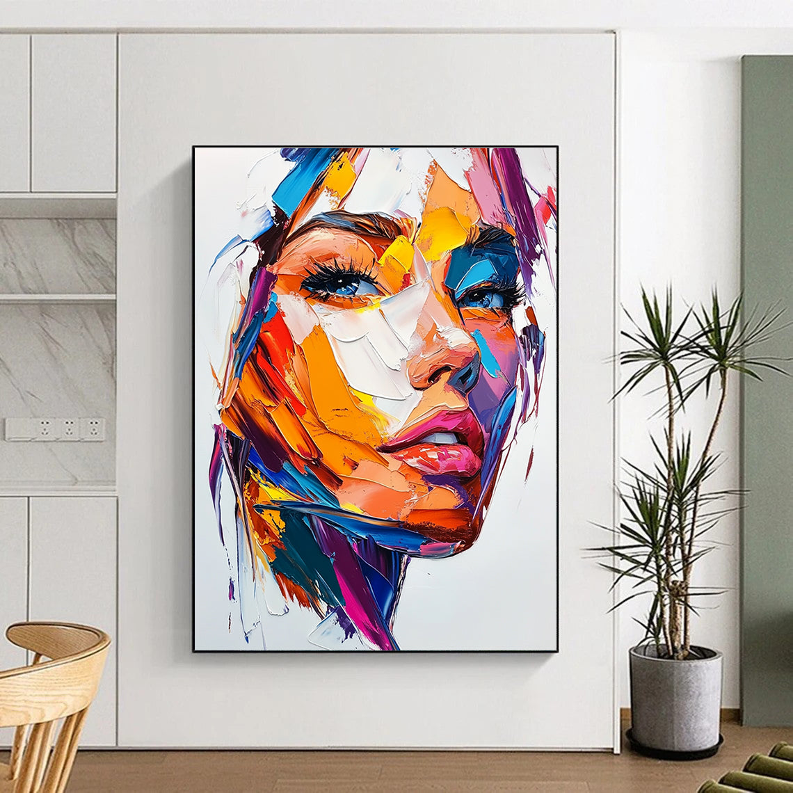 Color Block Abstract Portrait for Contemporary Art Space & Trendy Home Living Room STSC457