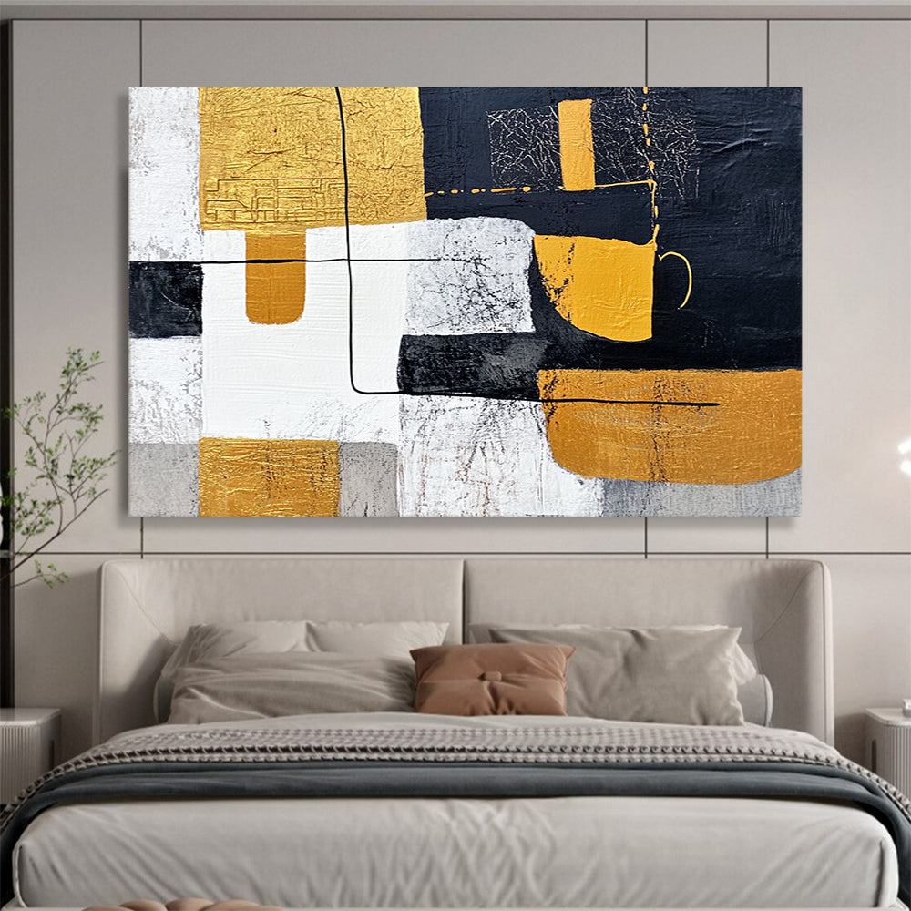 Geometric Abstract with Gold Art for Luxury Condo Living Room & High - End Art Gallery SC266
