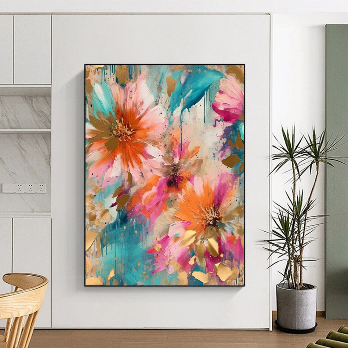 Floral with Gold Accents Art for Wedding Venue & Luxury Hotel DLZ2298