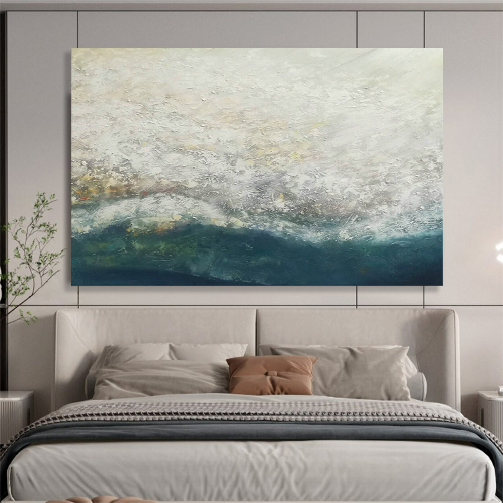 Gray - White Wave Abstract Art for Minimalist Coastal Home Beach - Themed Bedrooms DLZ2682