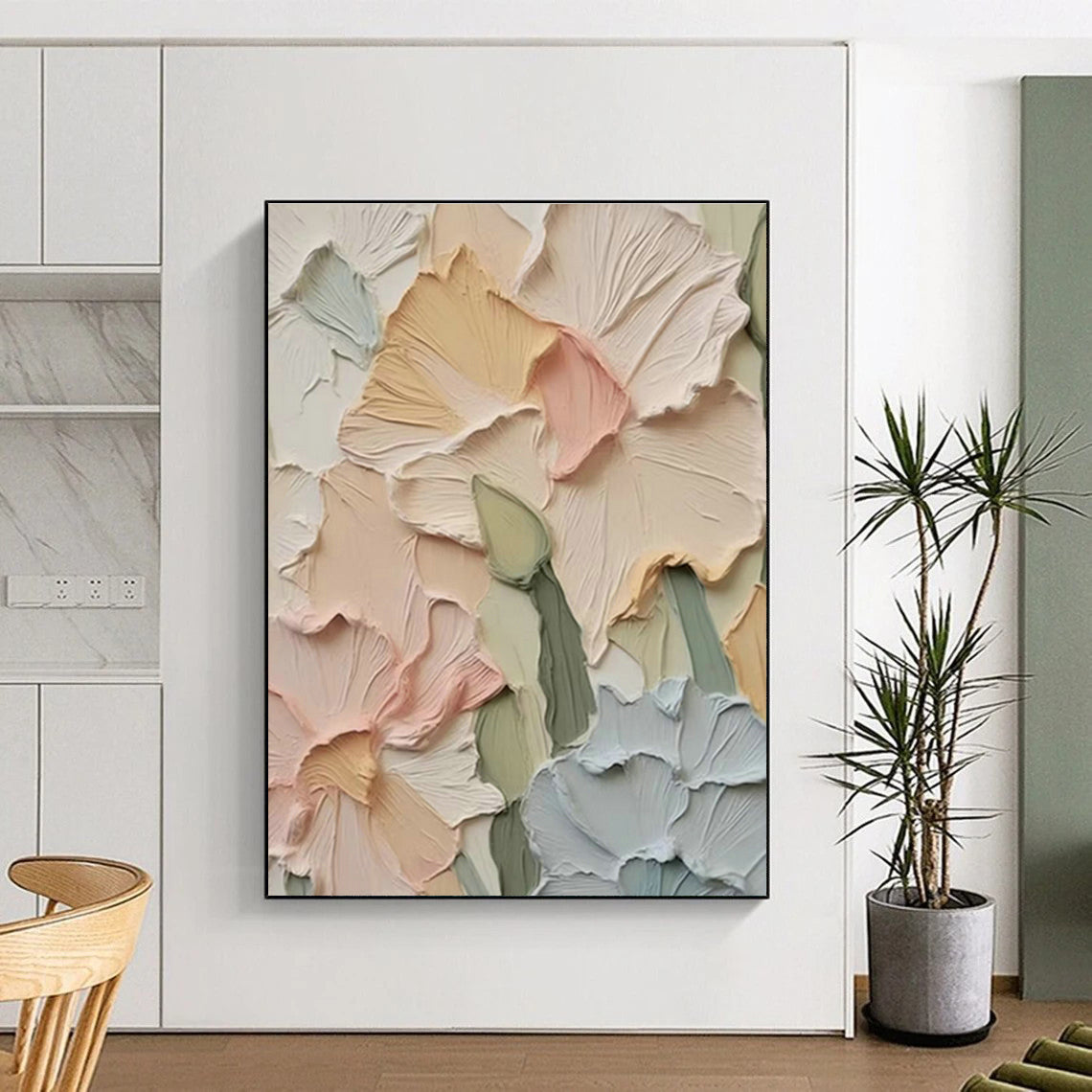Textured Pastel Flower Art for Bohemian Bedroom & Garden - Themed Café DLZ1400