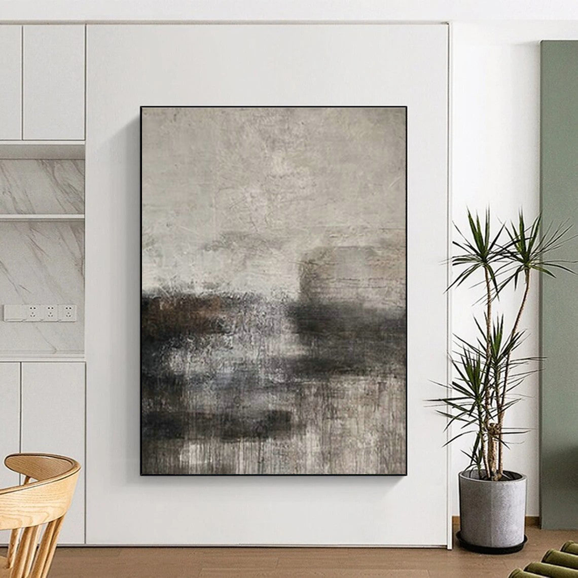 Gray - White - Brown Textured Art for Minimalist Office & Art - Centric Library DLZ1879