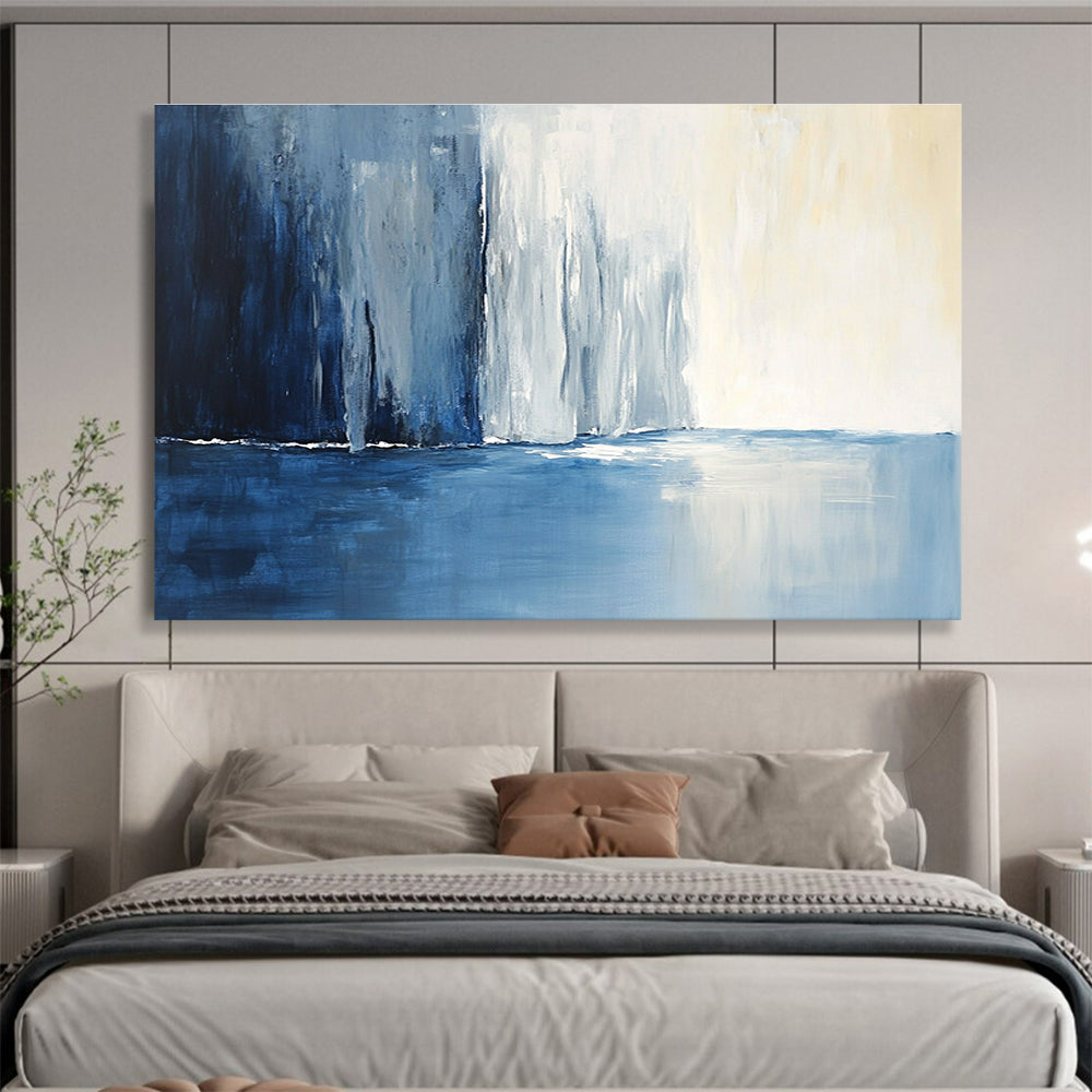 Blue - Toned Abstract Landscape Art for Lakeside Resort & Serene Bedroom SC045