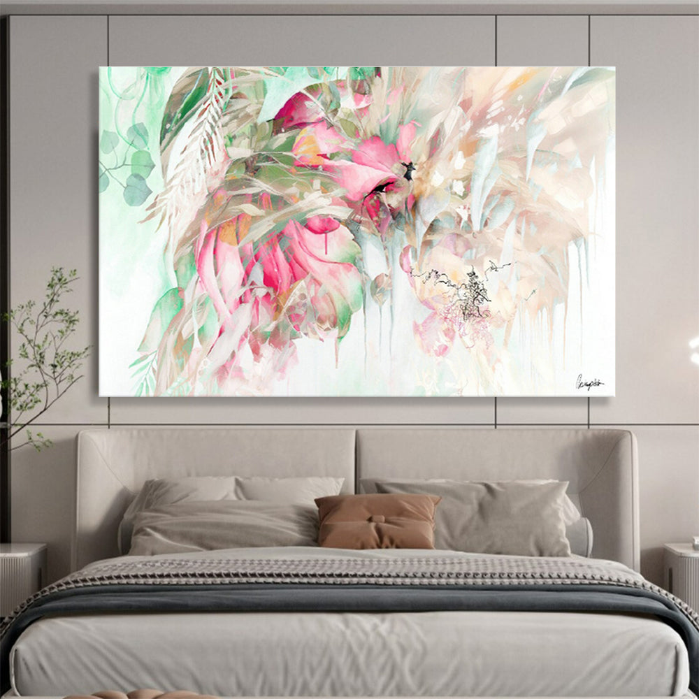 Tropical Flowers and Bird Art for Jungle - Themed Living Space DLZ2918