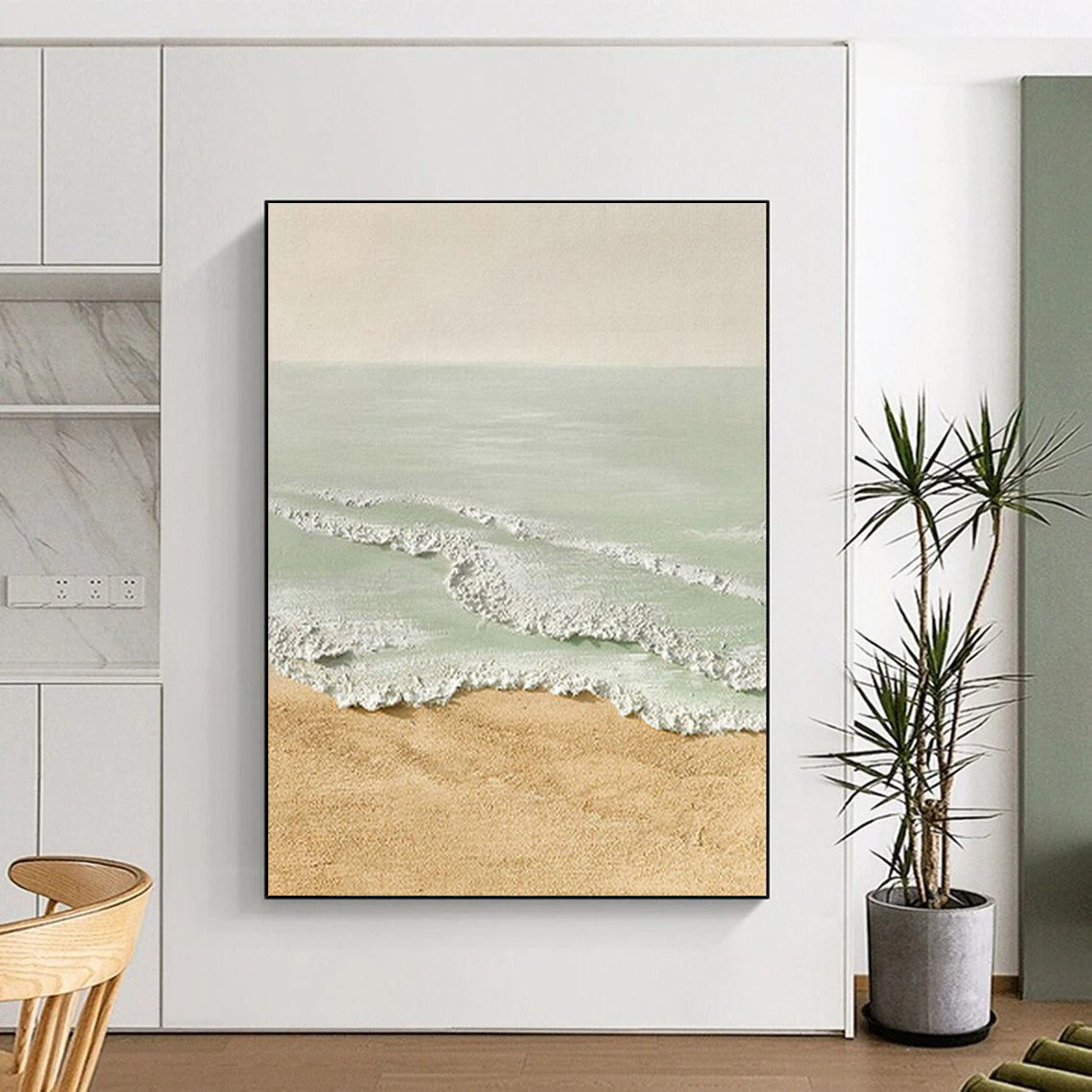 Textured Beach Scene Art for Coastal Cottage & Seaside Yoga Studio DLZ2189
