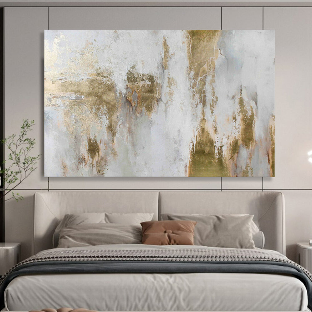 Gold - White Abstract Texture Art for Luxury Hotel Suite DLZ2905