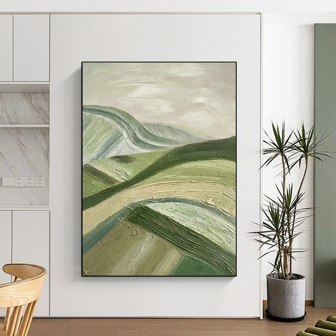 Green Rolling Hills Painting for Country Kitchen & Hiking Lodge DLZ0606