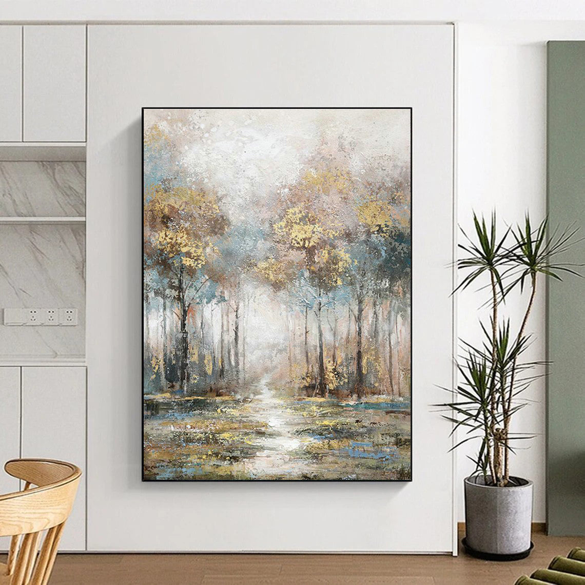Misty Forest Path Art for Rustic Cabin Bedroom & Meditation Space DLZ2133