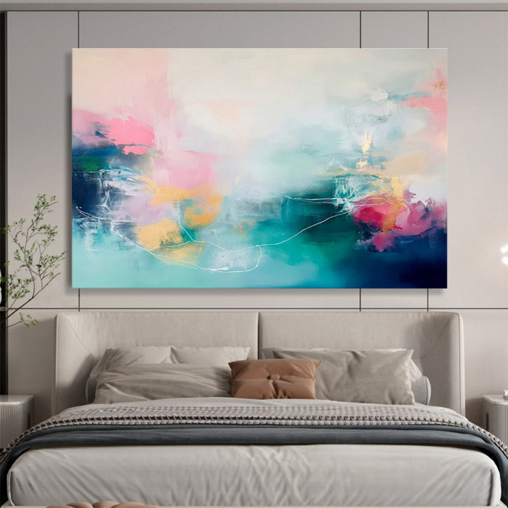 Soft - Colored Abstract Lines Art for Calming Bedroom DLZ2856