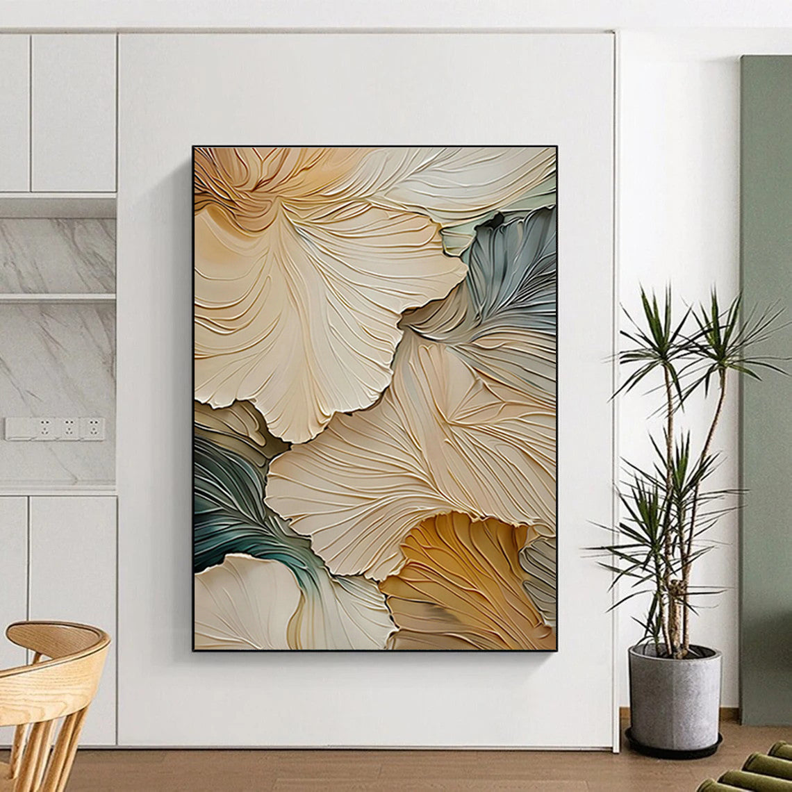 Multicolor Ginkgo Leaf Art for Contemporary Office Breakroom & Botanical Art Gallery DLZ1392