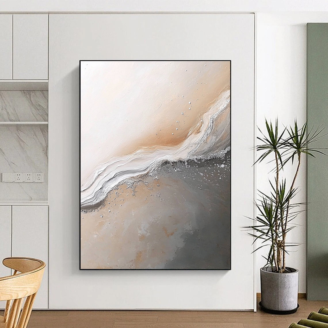 Serene Abstract Art for Scandinavian Bedroom & Coastal Café STSC014