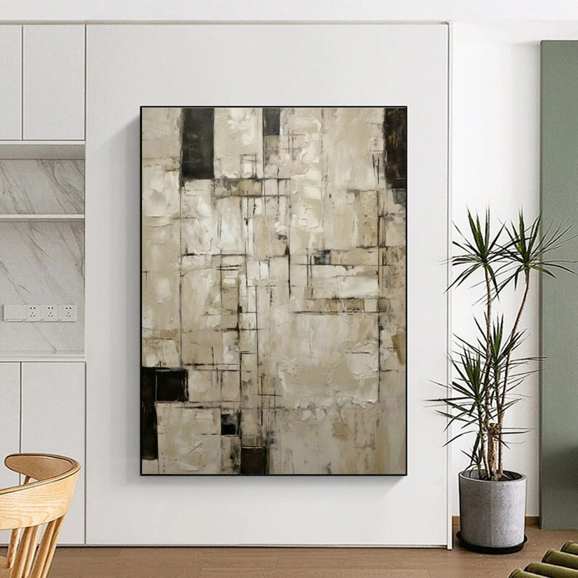 Vintage - Grey Geometric Abstract Art for Industrial Loft & Retro - Inspired Café DLZ1322