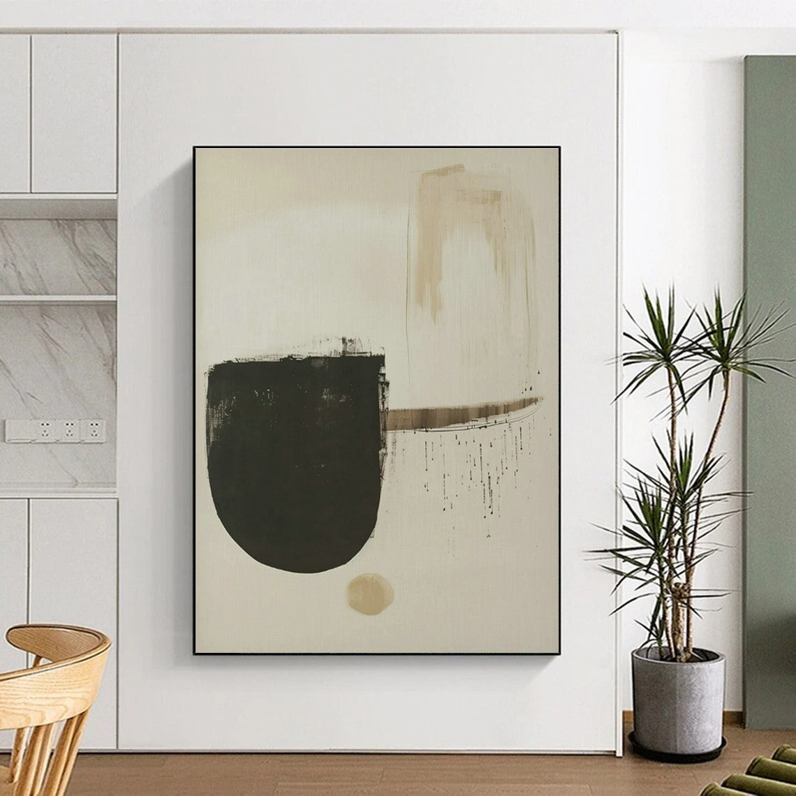 Black - Brown Minimalist Abstract Art for Industrial - Chic Loft & Art - Focused Library DLZ1832