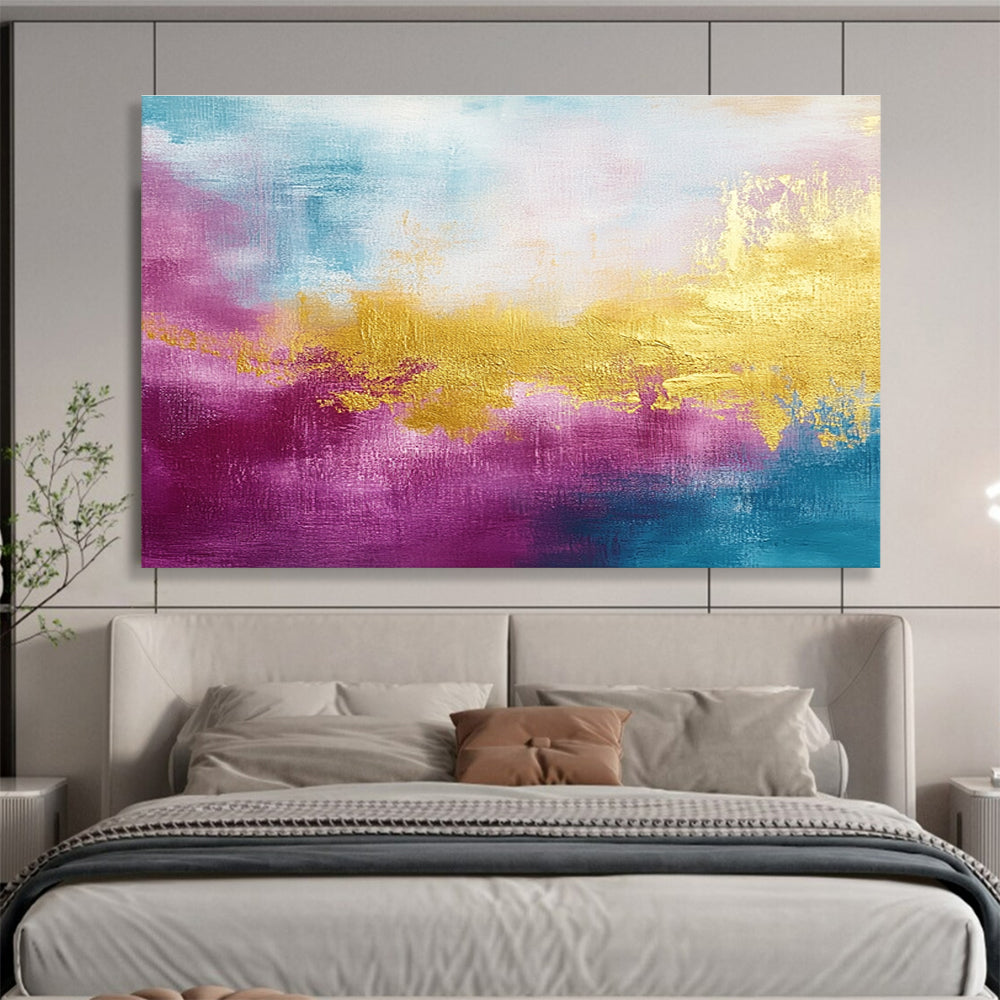 Pink, Blue & Gold Abstract Art for Luxury Spa & Feminine Bedroom SC322