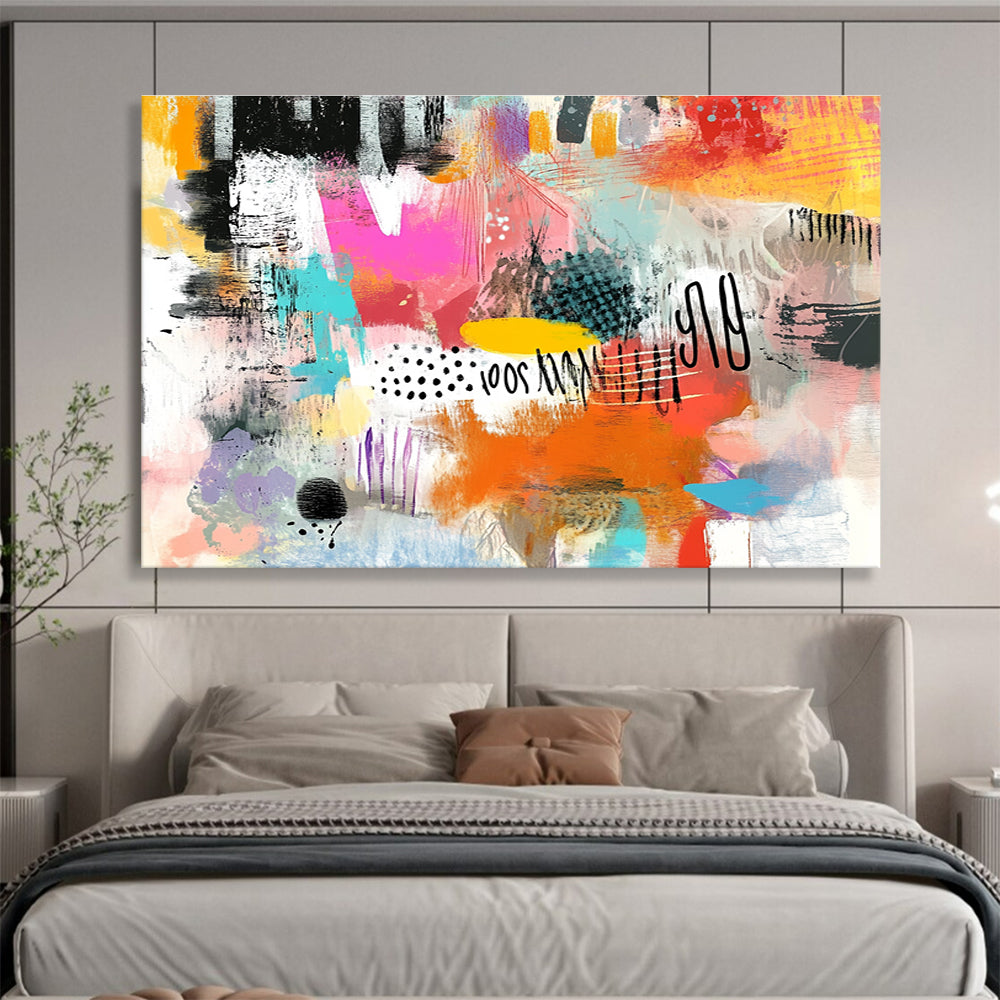 Whimsical Colorful Abstract Art for Family Playroom & Bohemian - Style Café SC508