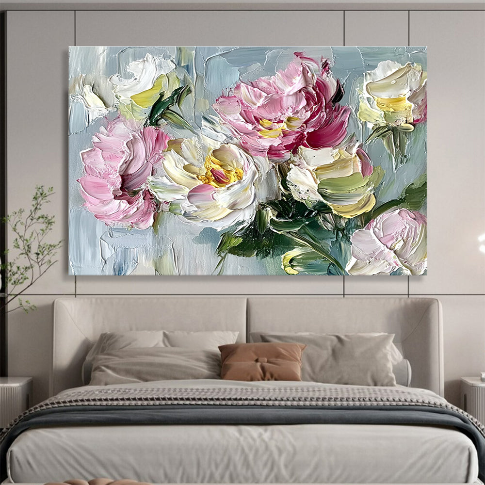 Textured Pink Blooms Art for Garden - themed Restaurant & Floral Shop SC125