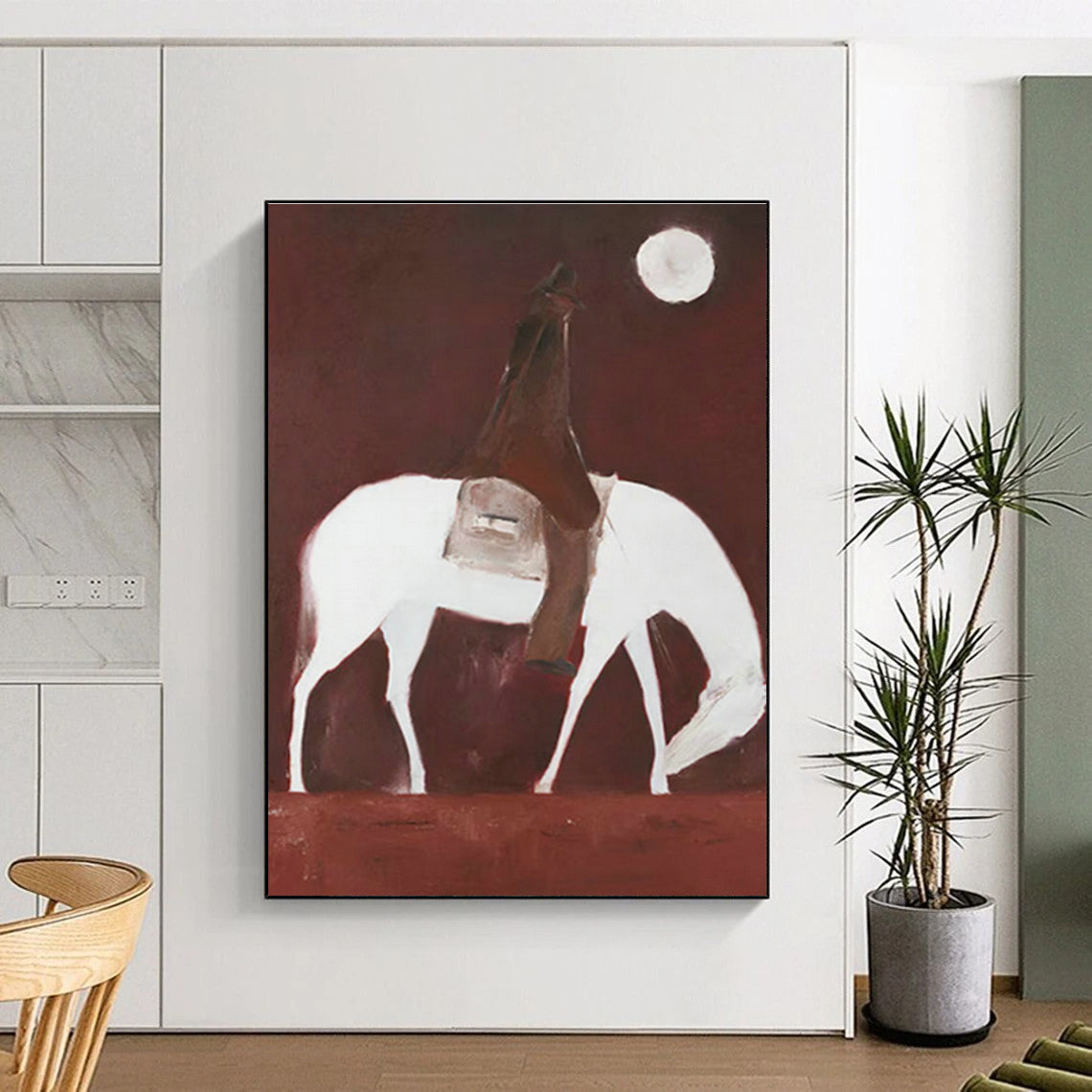 Equestrian Night Art for Western - Style Ranch House & Equestrian Club Library DLZ1432