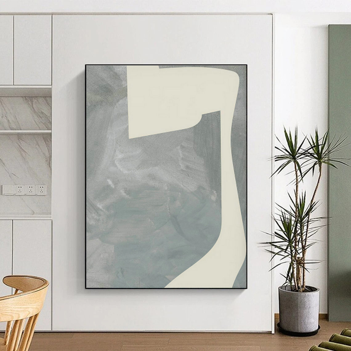 Light Gray Geometric Abstract Art for Contemporary Hotel Lobby & Zen - Inspired Bedroom DLZ0711