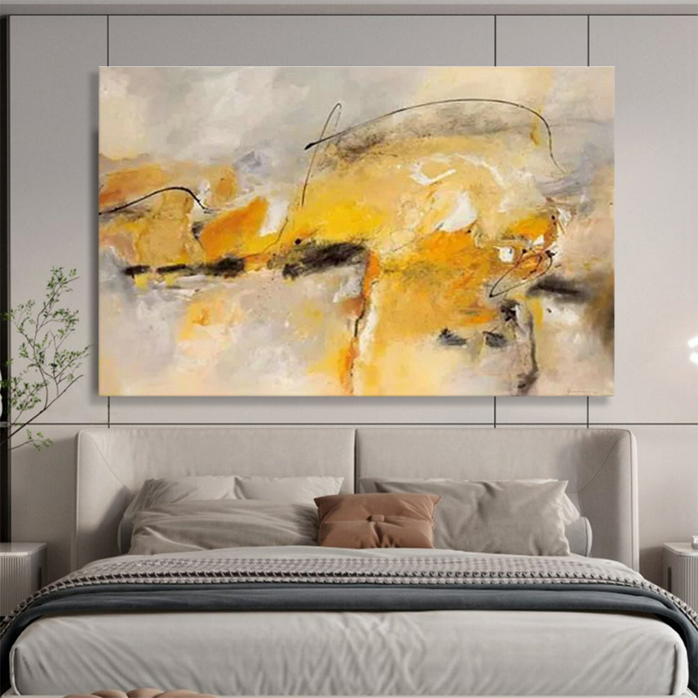 Yellow - Grey Line Abstract Art for Artistic Studio Space DLZ2815