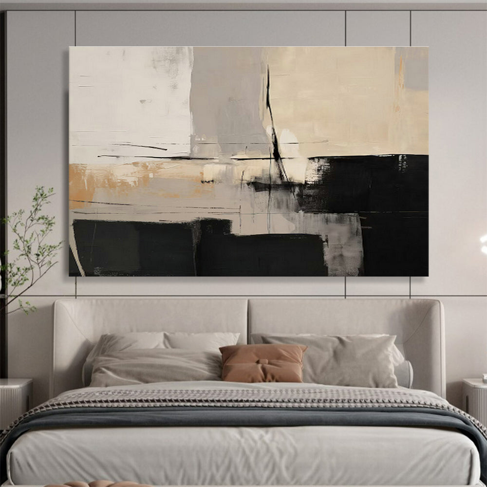 Black - White - Gray Block Abstract Art for Industrial Loft Living Rooms DLZ2625