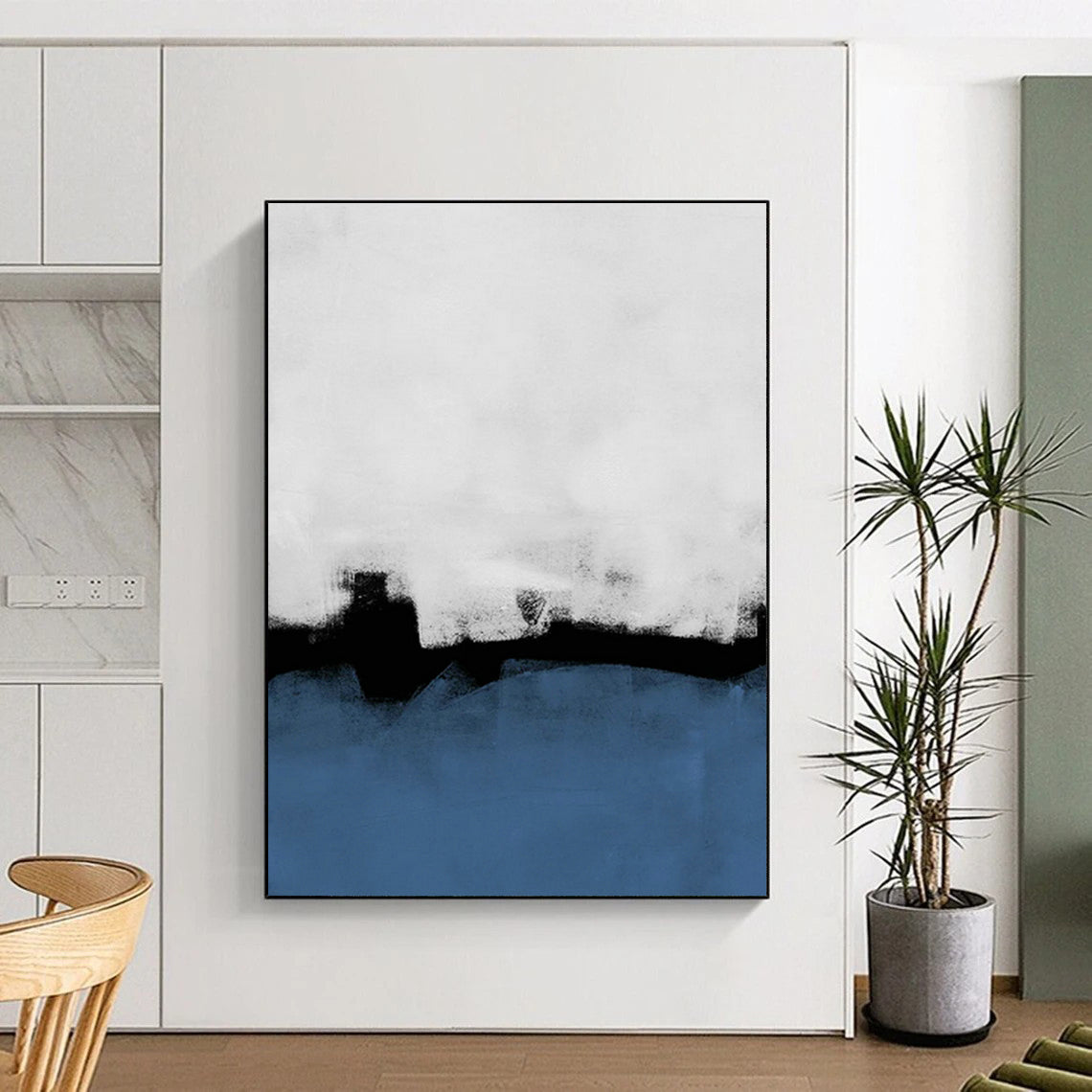 Blue - White - Black Abstract Art for Living Room & Office DLZ0520