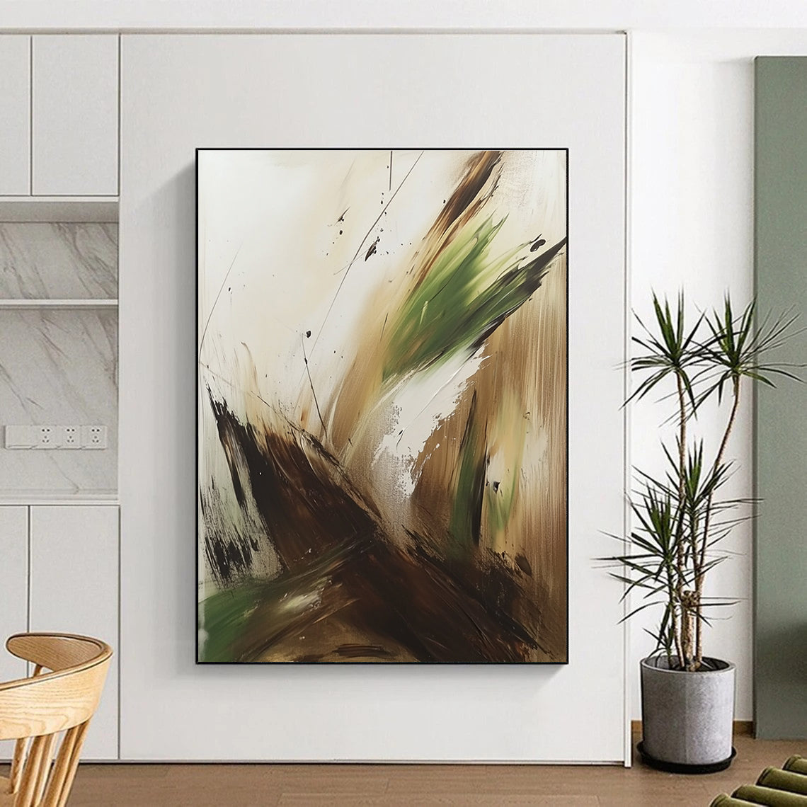 Abstract Green and Brown Strokes for Rustic Home & Nature - Inspired Studio STSC752