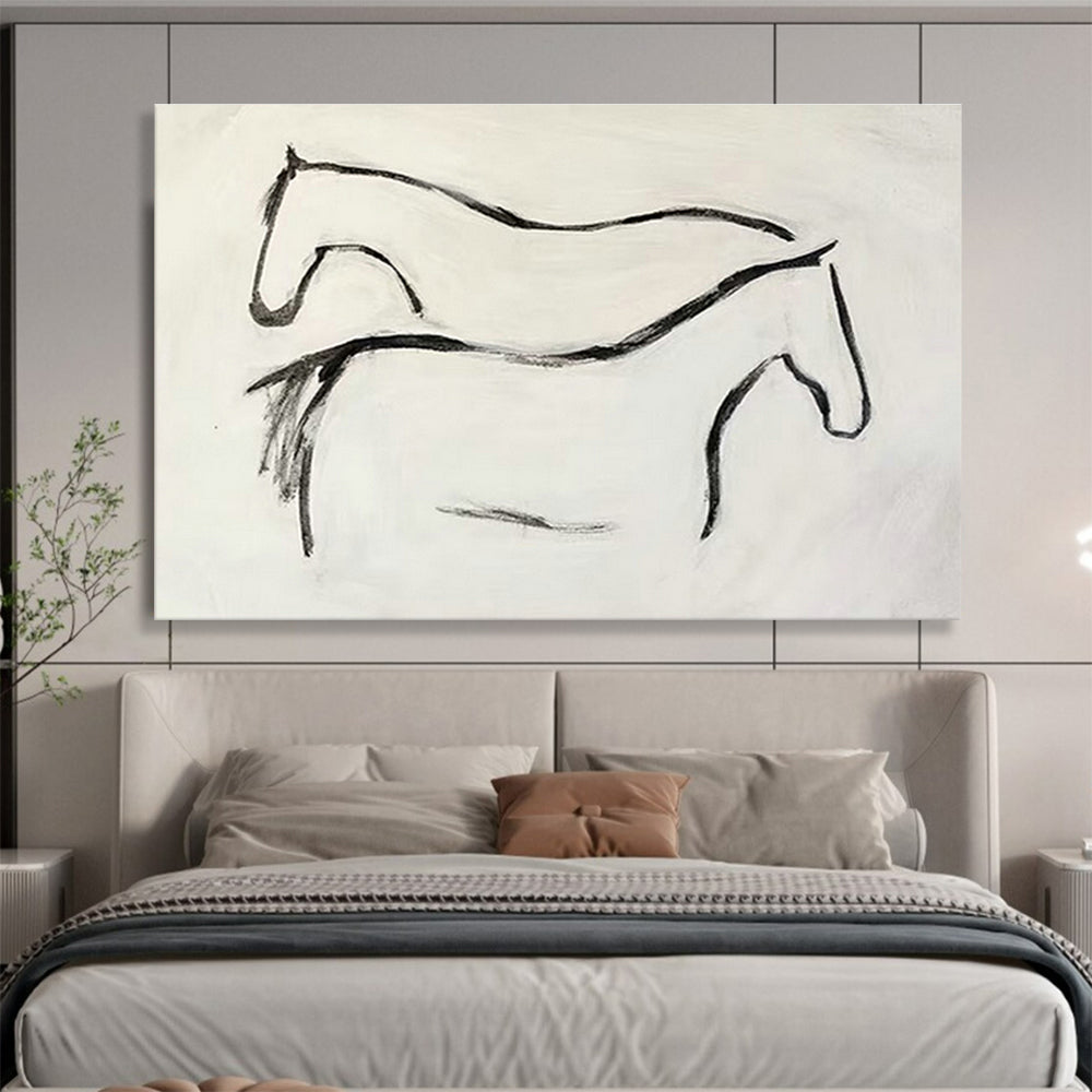 Minimalist Two - Horse Line Art for Rustic Ranch House Studies DLZ3135