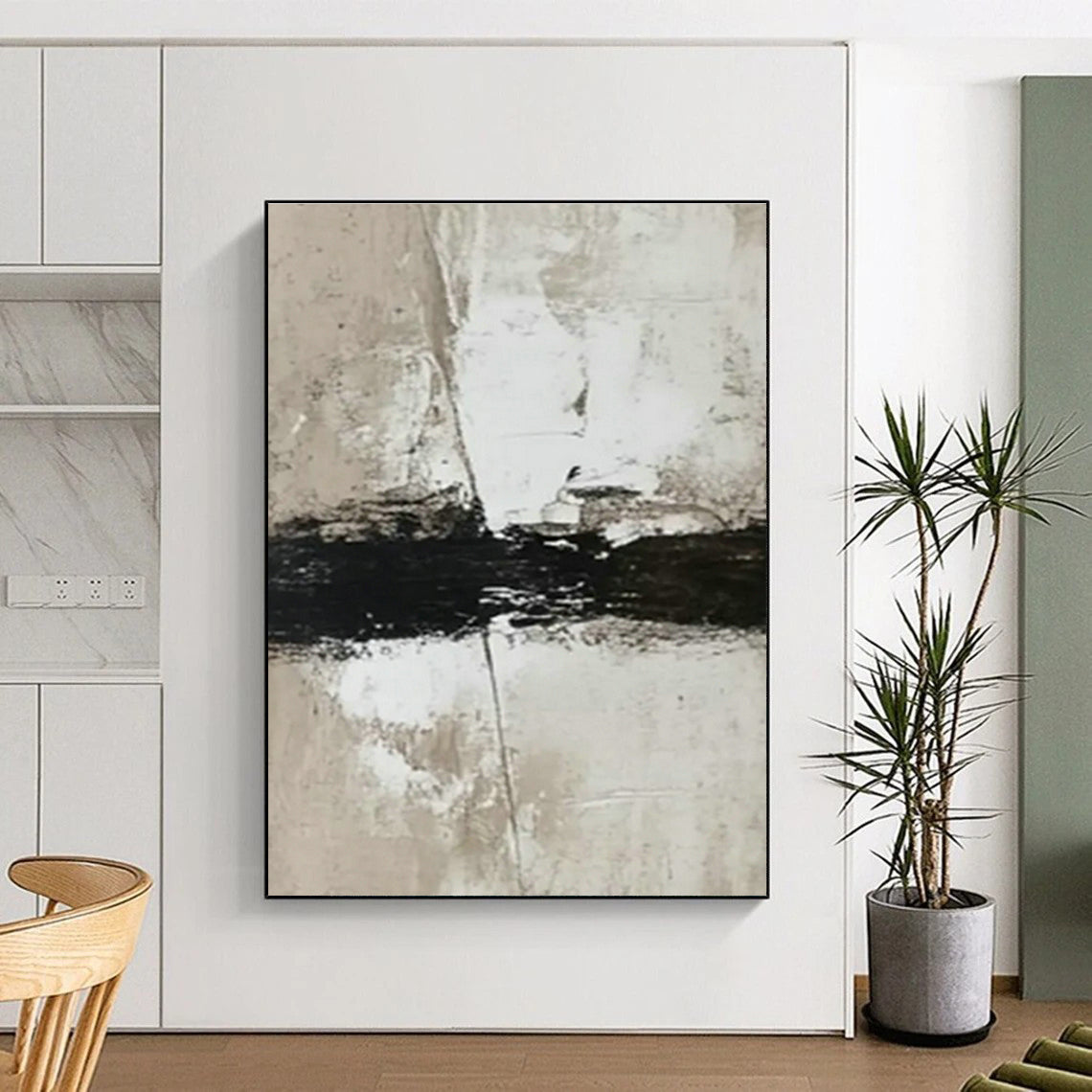 Black - Brown Minimalist Abstract Art for Modern Loft Study & Coffee Roaster Tasting Room DLZ0983