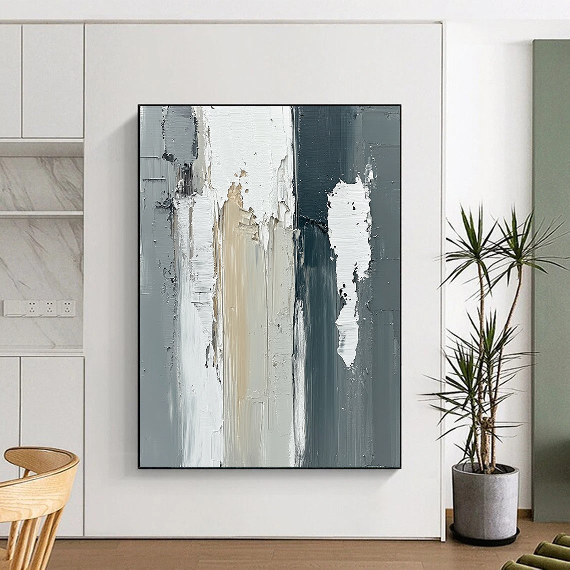 Textured Gray and White Abstract for Scandinavian - Style Home & Contemporary Office STSC579