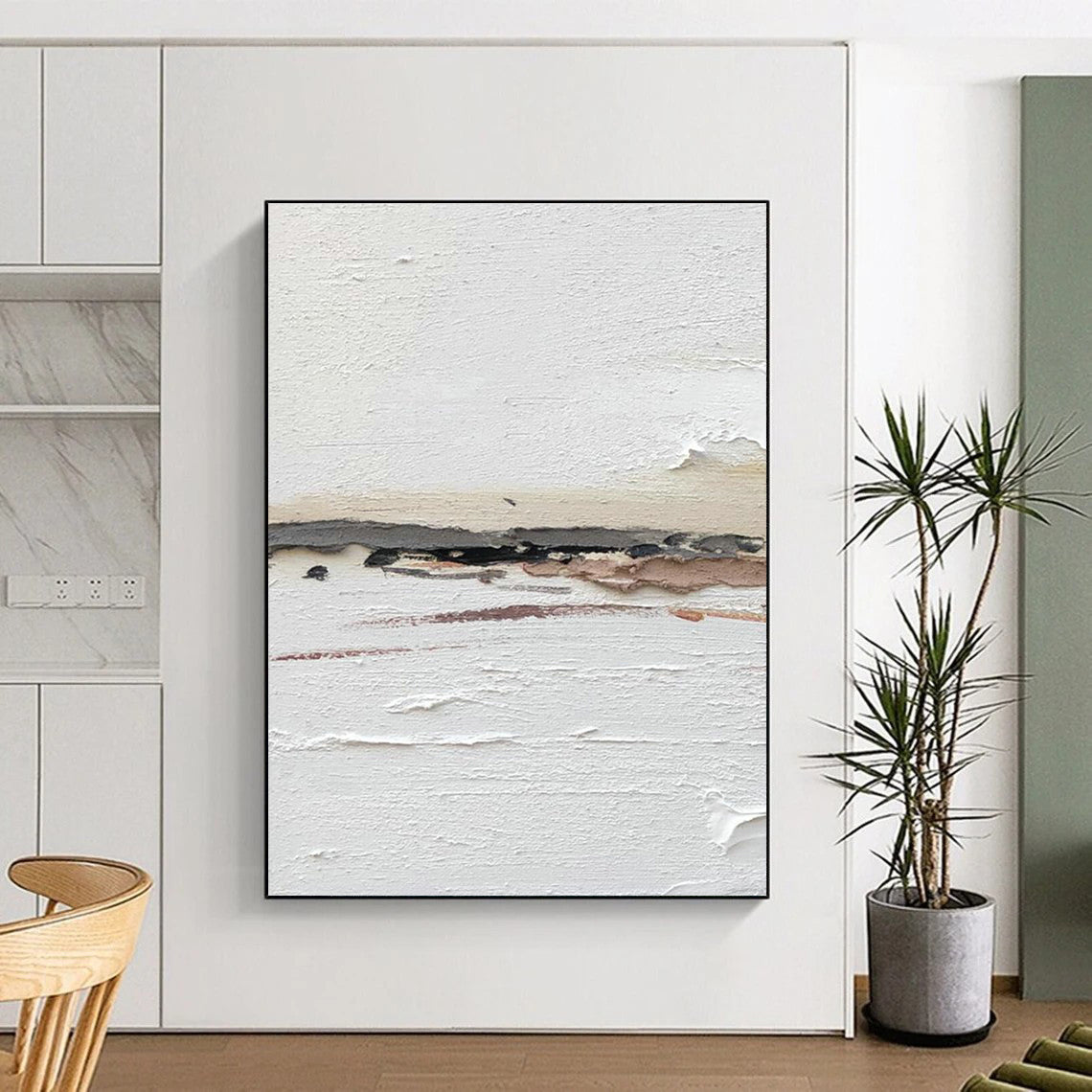 White - Based Abstract Art for Minimalist Home & Yoga Studio DLZ2364