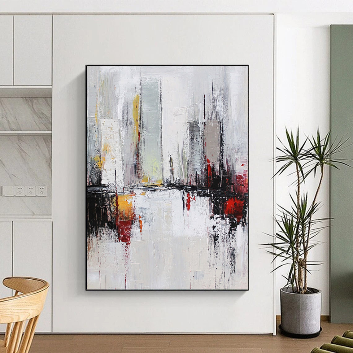 Monochrome Abstract Urban Scene for Industrial - Style Café & Minimalist Home Study STSC162