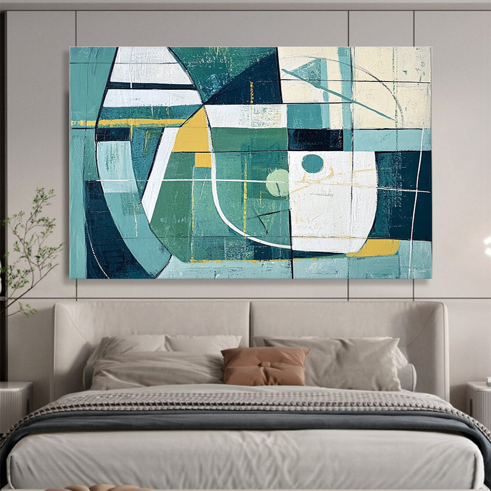 Geometric Green - Blue Abstract Art for Contemporary Office & Architectural Studio SC252