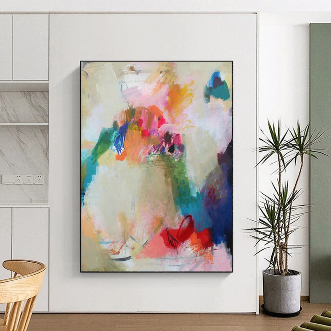 Colorful Floral Abstract Art for Bohemian - Style Cafés DLZ0150