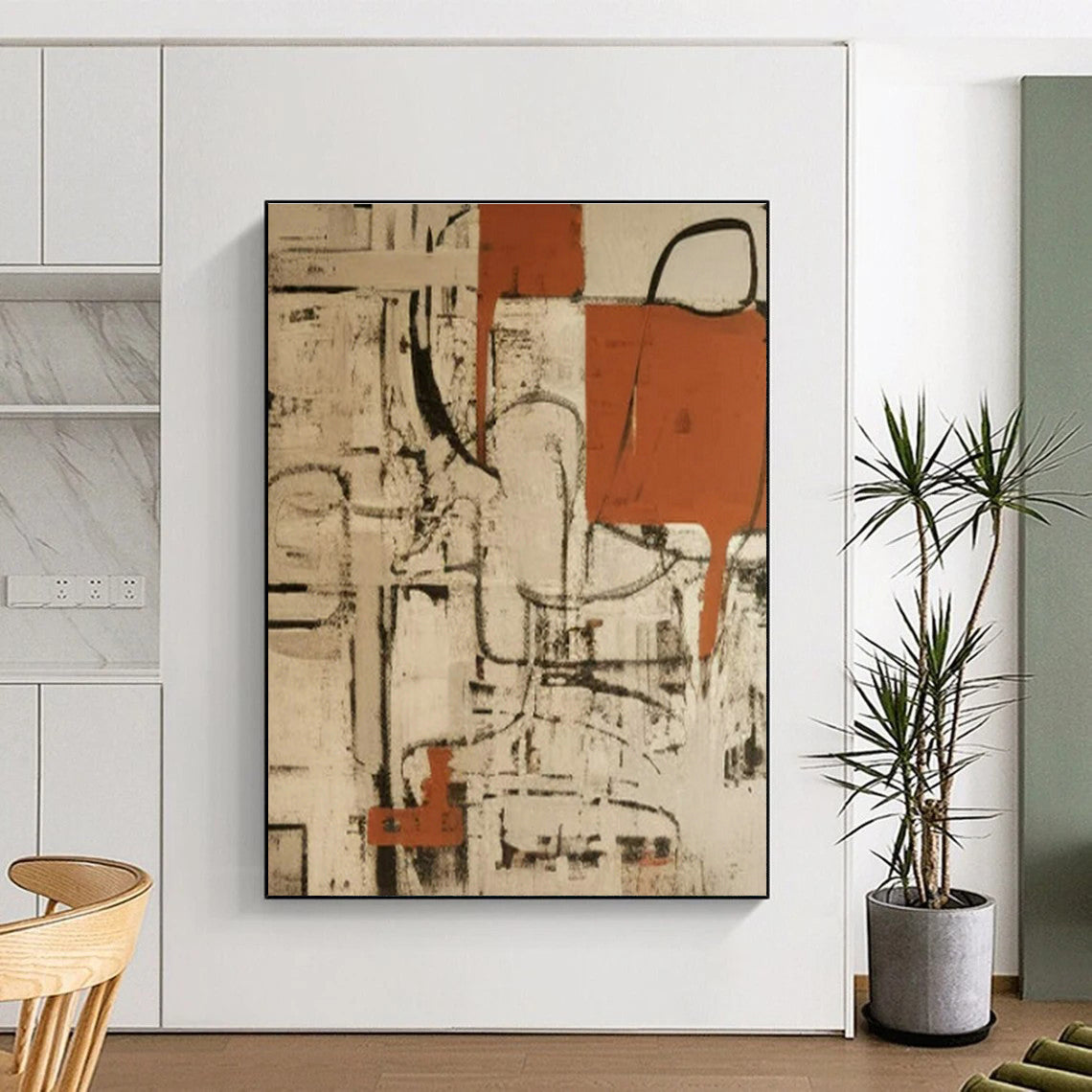 Rustic Red - Brown Abstract Art for Farmhouse Living Room & Art - Centric Café DLZ1720