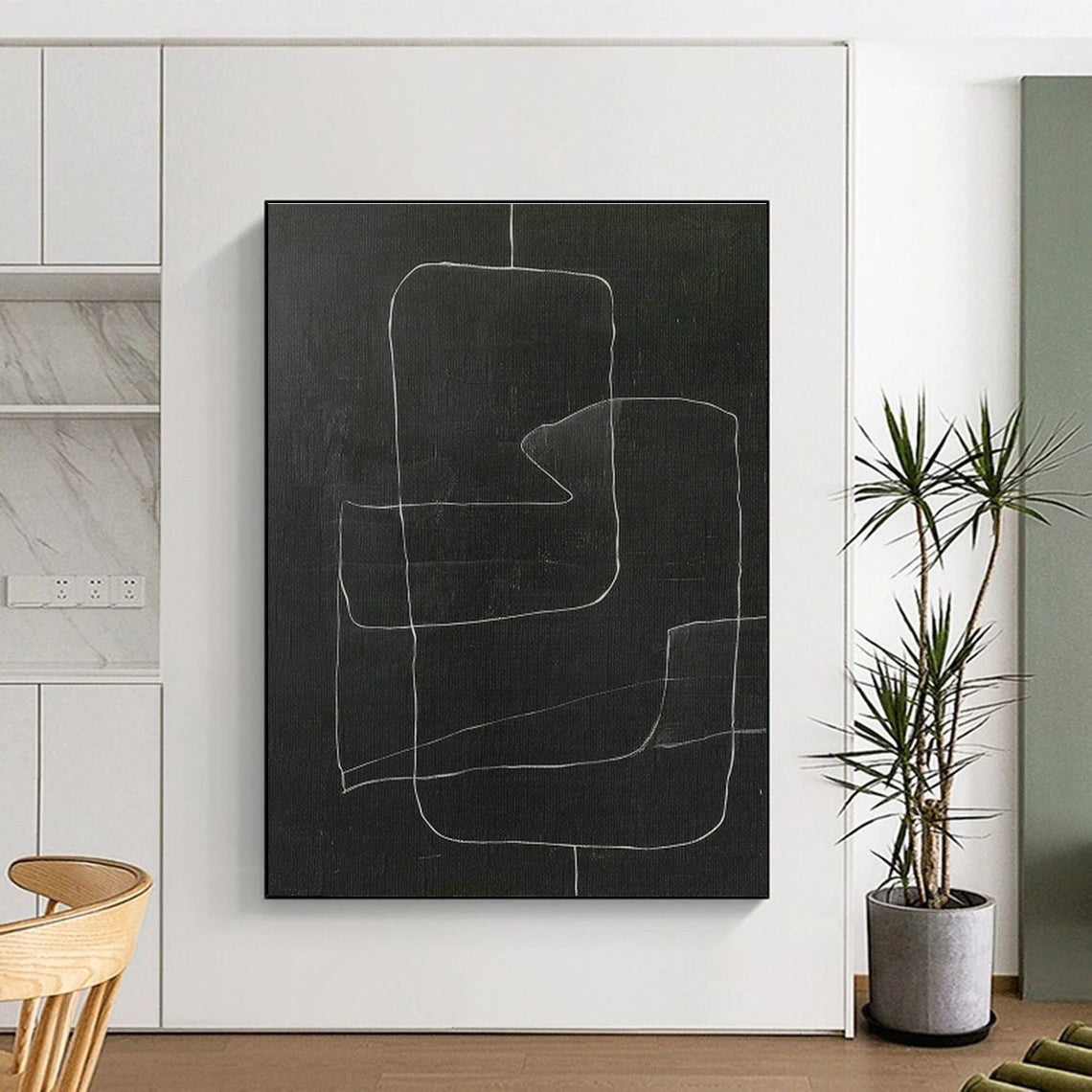 Chalkboard - Style Line Abstract Art for Industrial Café & Home Studio DLZ1157