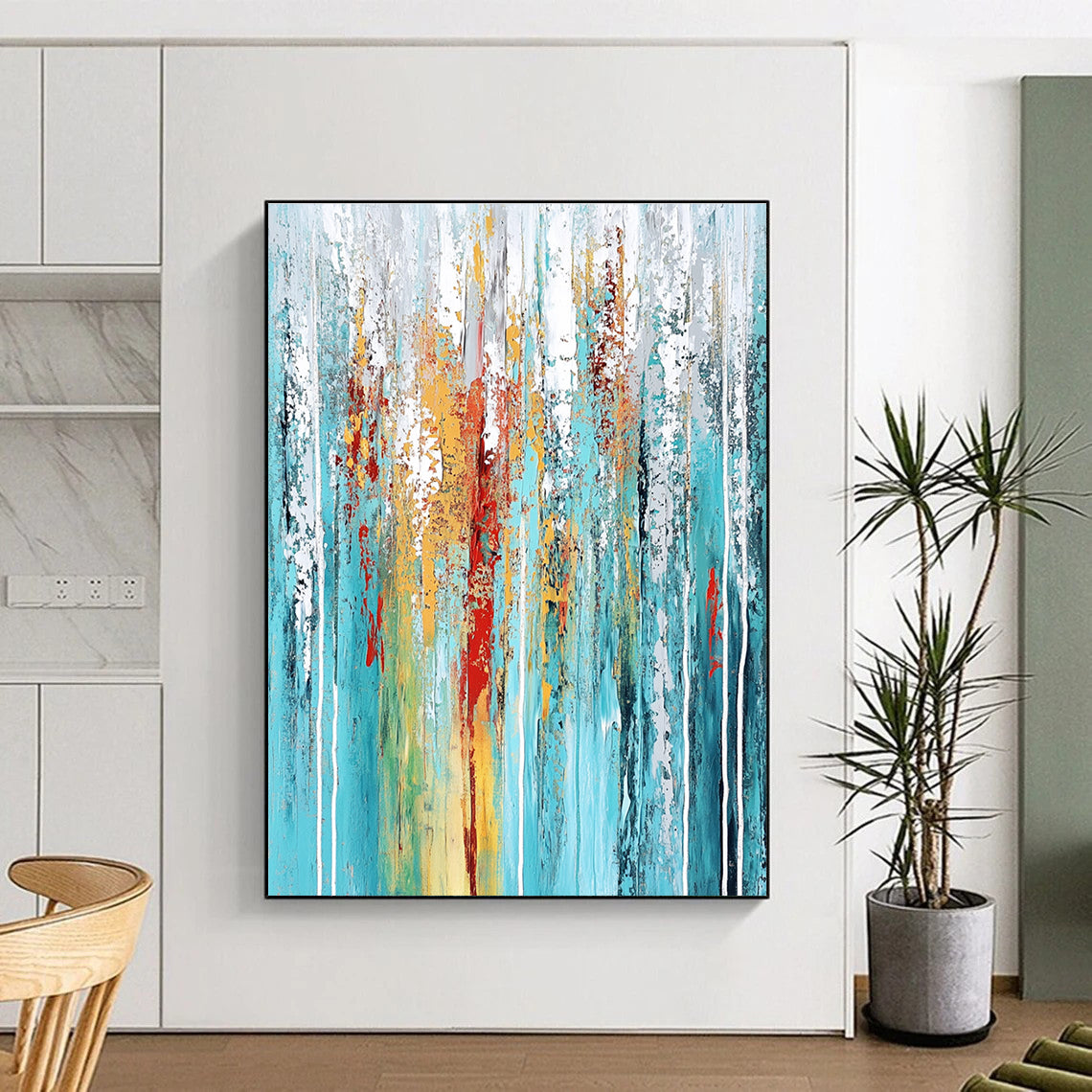 Colorful Dripping Abstract for Creative Art Studio & Eclectic Home Living Room STSC374