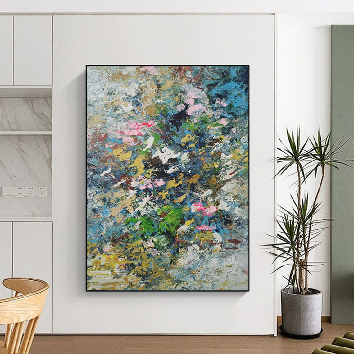 Colorful Floral Abstract Art for Garden Café Outdoor Seating Walls DLZ0016