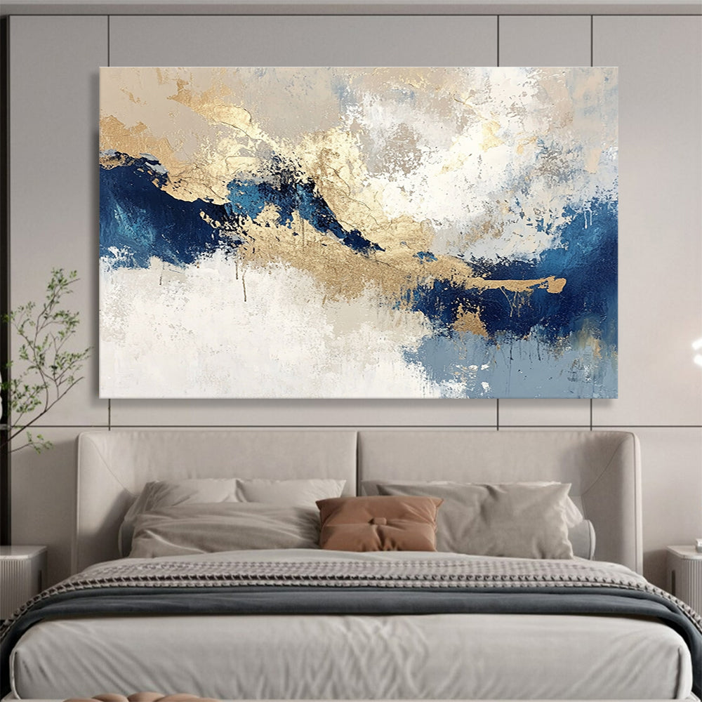 Blue - Gold Mountain Abstract for Spa Retreat & Contemporary Home SC023