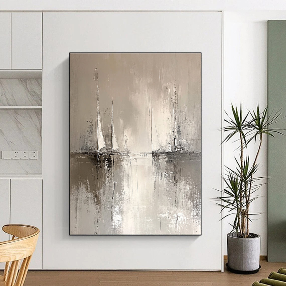 Monochrome Sailboats for Minimalist Bedroom & Nautical - Themed Office STSC231