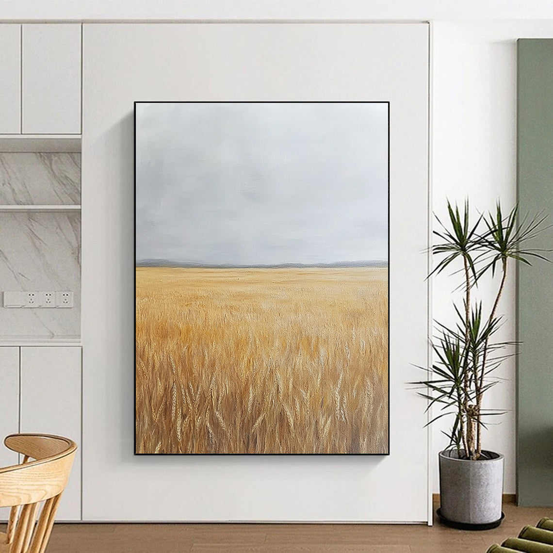 Golden Wheat Field Art for Rustic Home Dining Room & Agricultural Art Exhibition STSC1034