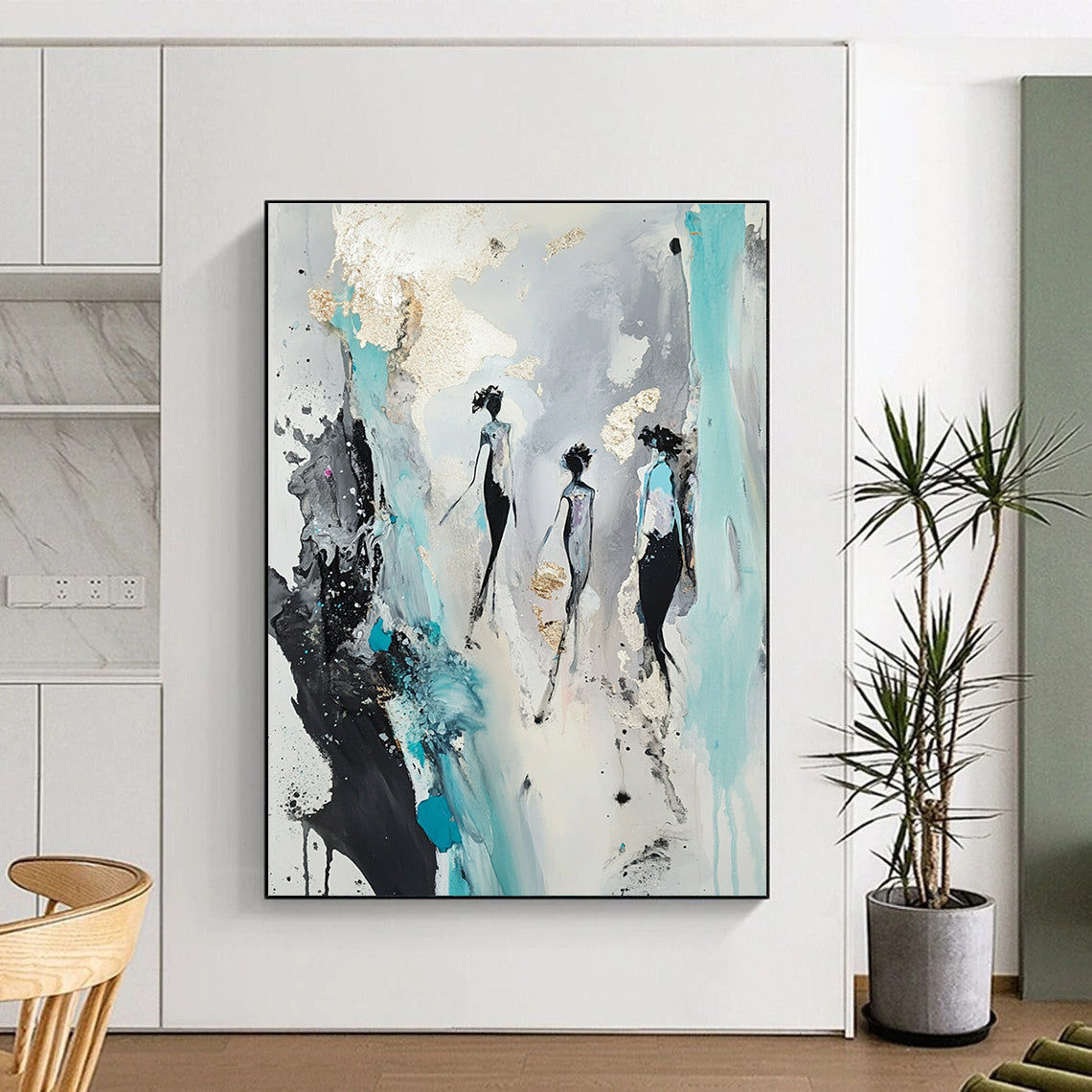 Abstract Figures with Gold Accents Art for Bedroom & Boutique STSC726