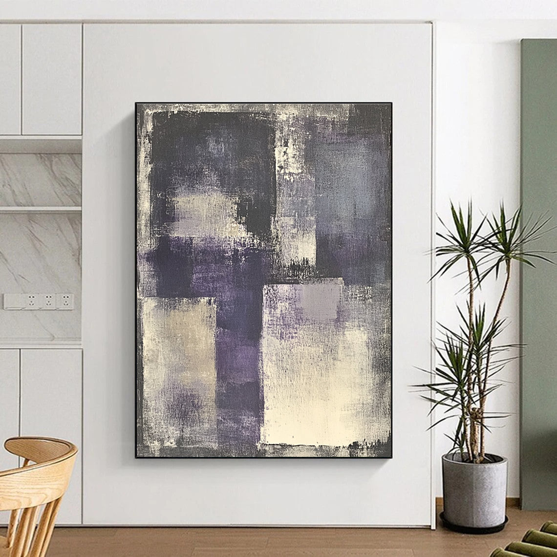Serene Purple - Gray Blocks Art for Library & Meditation Room STSC682