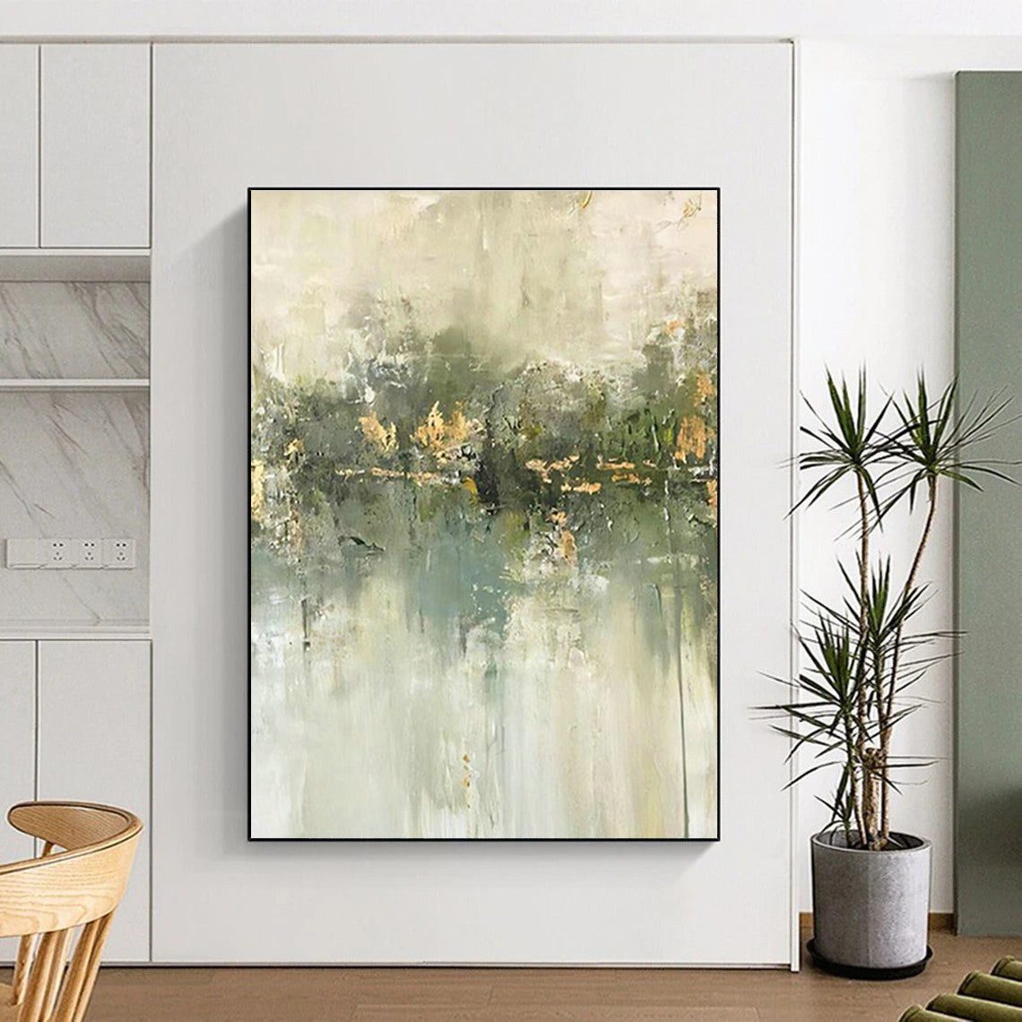 Light - Toned Abstract Landscape Art for Spa Retreat & Minimalist Bedroom DLZ0660