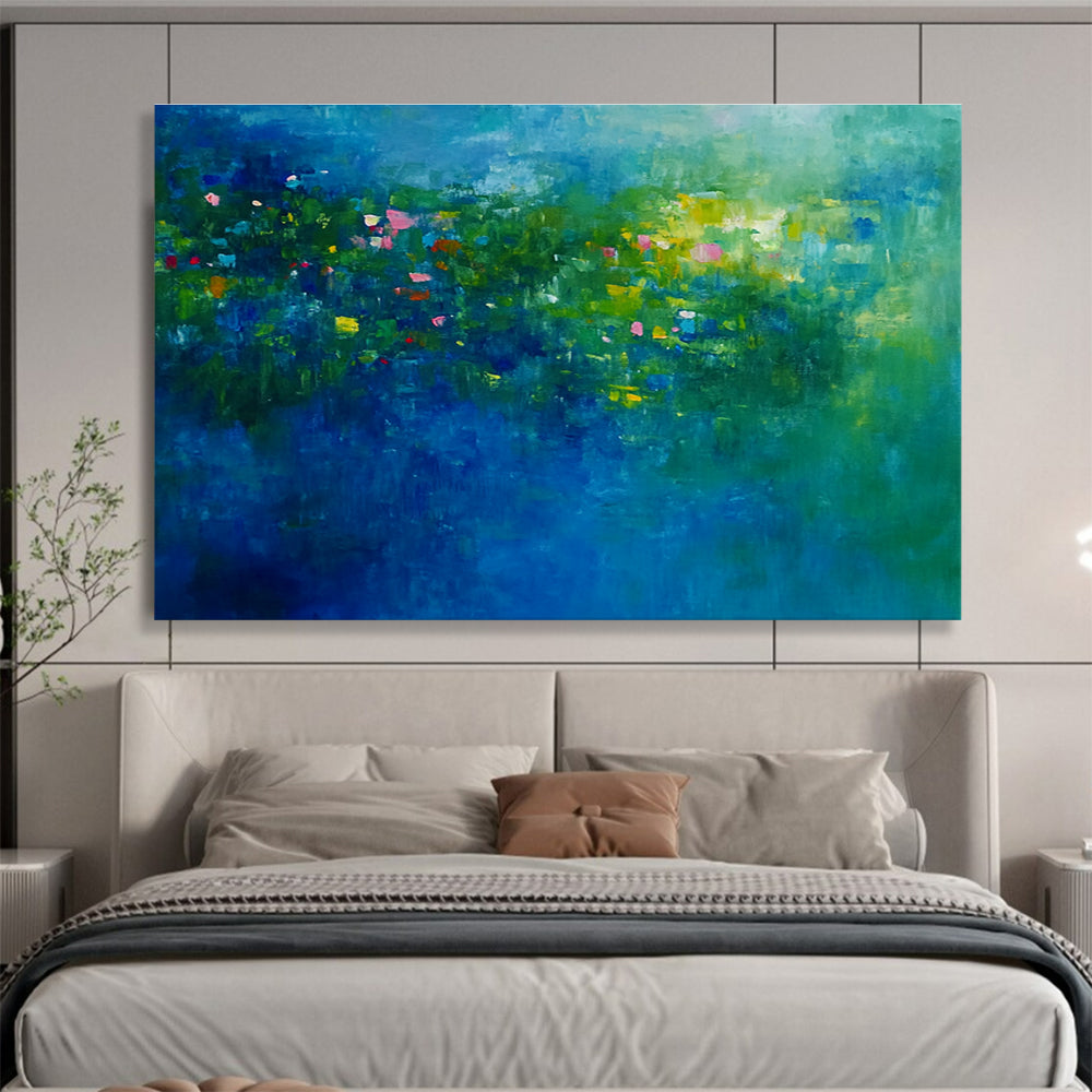 Blue - Green Abstract Garden Art for Botanical Conservatory Café & Nature - Lover’s Bathroom SC339