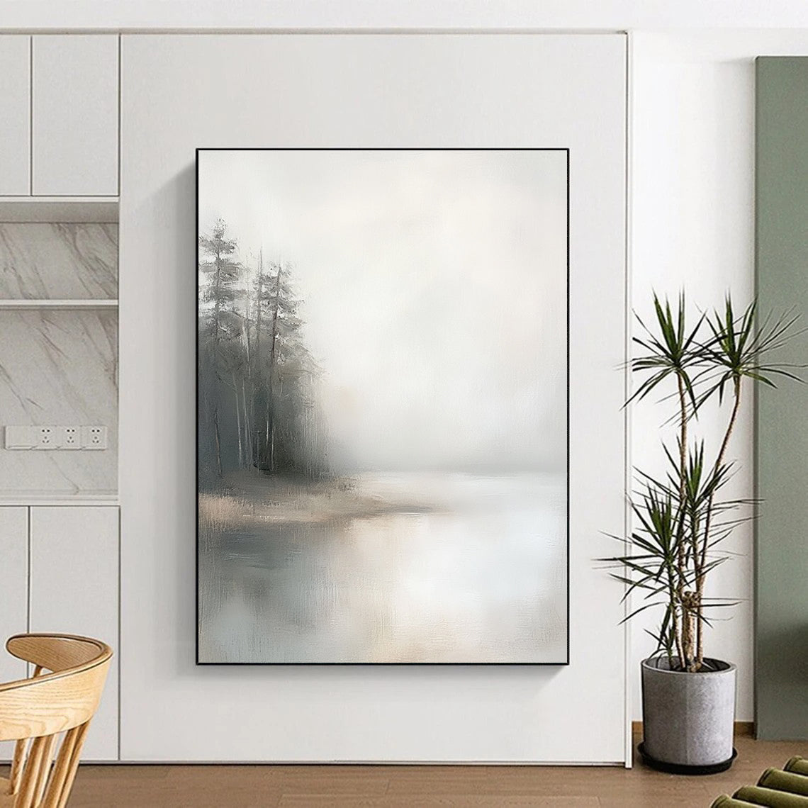 Foggy Forest Lake Art for Yoga Studio & Bedroom STSC089