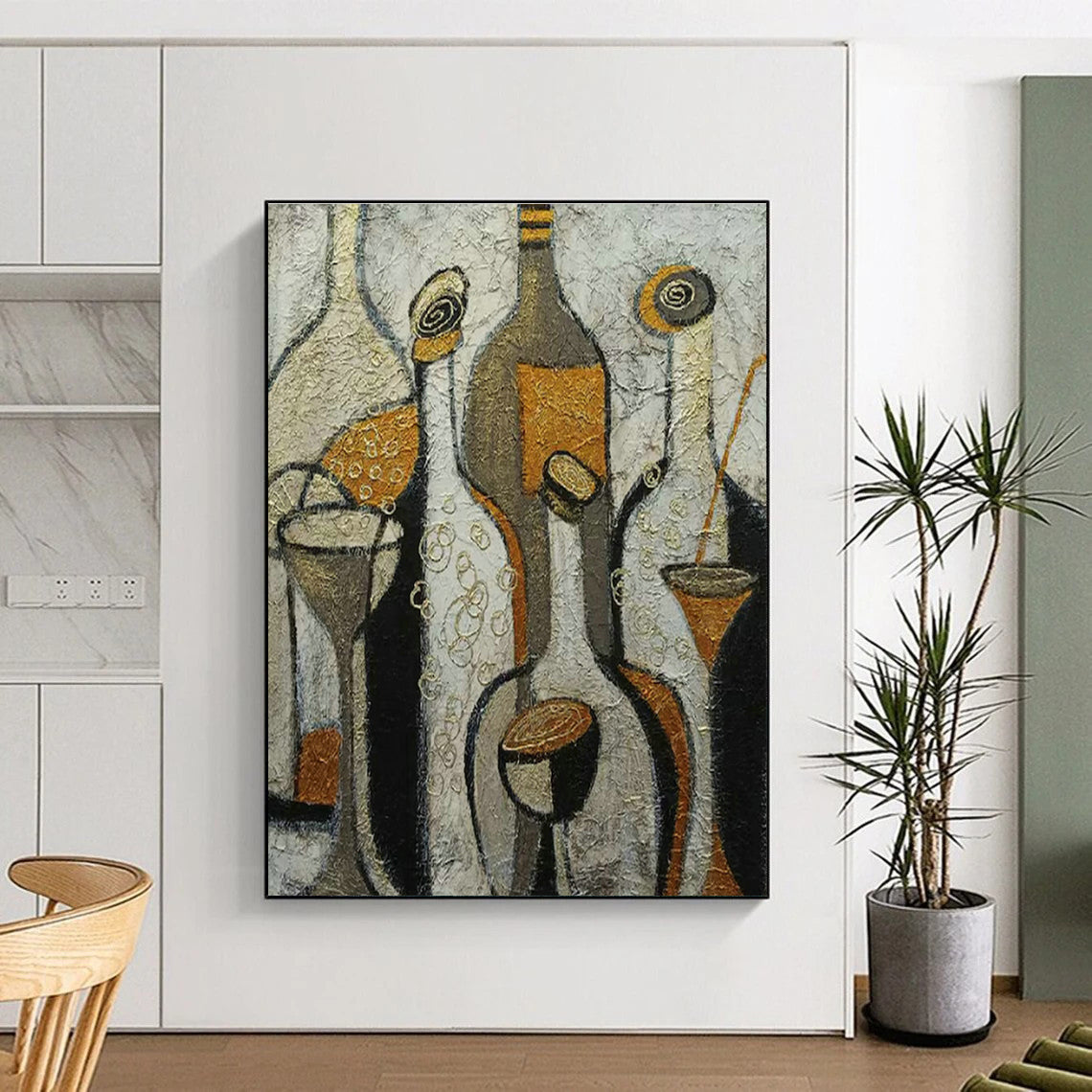 Abstract Bottles and Glasses Art for Wine Cellar & Art - Centric Dining Room DLZ2106