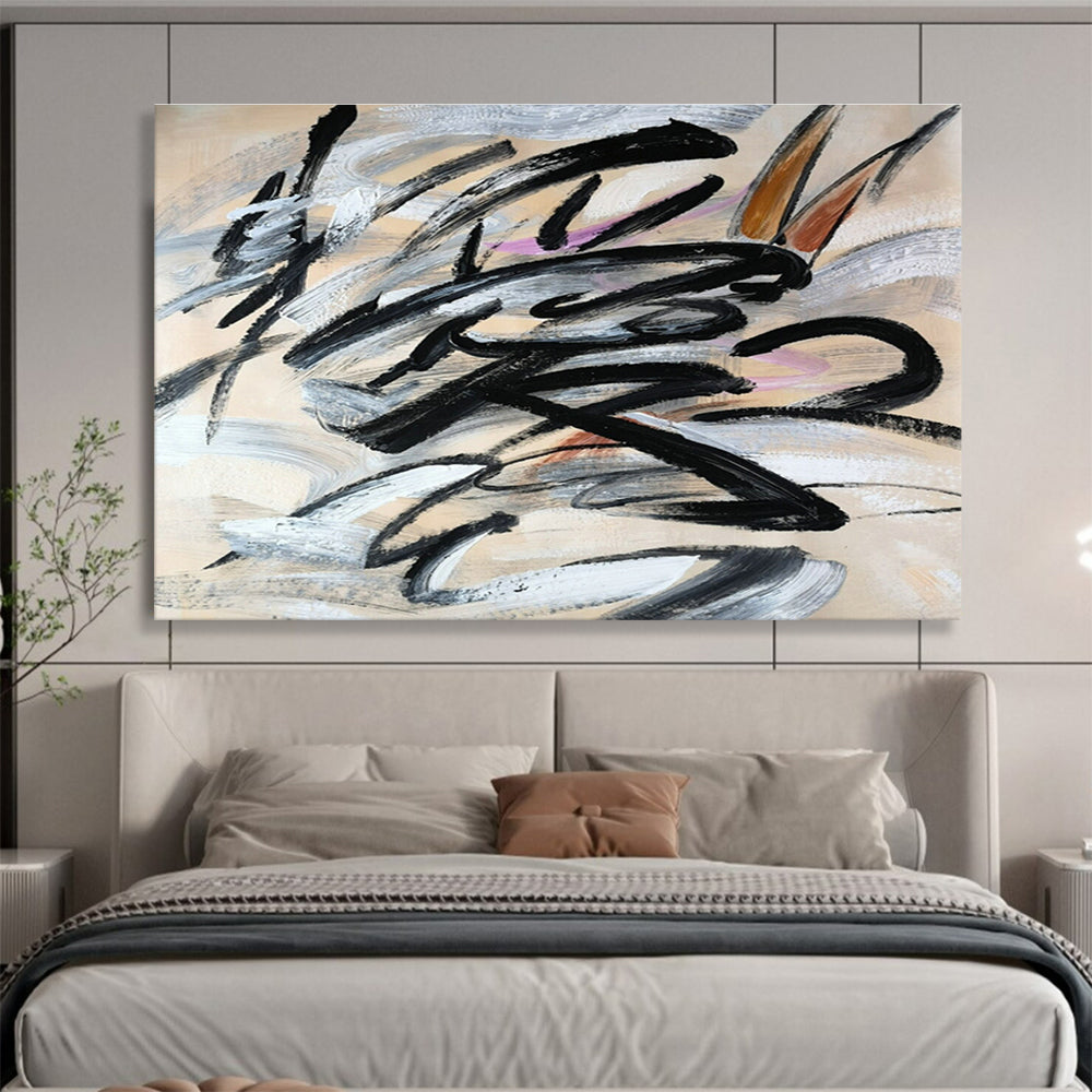 Ink - Stroke Abstract Art for Asian - Inspired Restaurant Decor DLZ2673