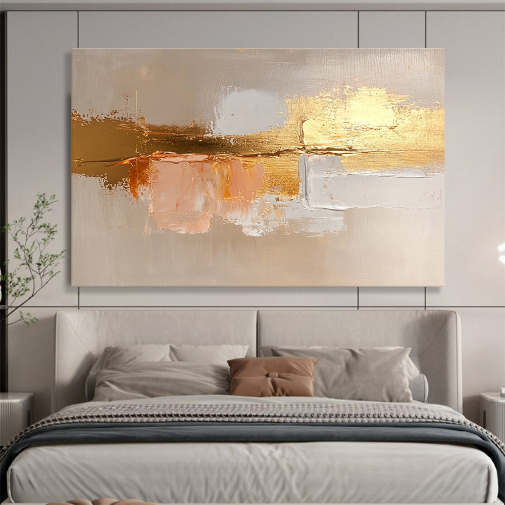 Gold Accent Abstract Art for Luxury Hotel Lobby & Modern Dining Room SC218